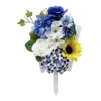 Mianstays 16 Umjetna svilena plava i bijela miješana ruža i suncokretovi cvjetovi cvjetovi trelis