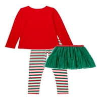 Vrijeme za odmor djevojke božićne grafičke majice, gamaša i tule sukne set, 3-komad, veličine 4-18