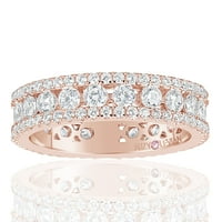 Kolekcija ružičasti srebrni kubični cirkonij bijeli troredni Moderni sklopivi prsten
