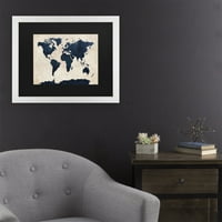 Zaštitni znak likovne umjetnosti 'World Map -Navy' platna umjetnost Michaela Tompsetta