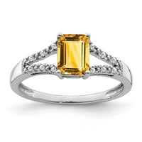 Primalno zlato karatno bijelo zlato Citrin i dijamantni prsten