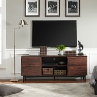 Moderni TV iz sredine stoljeća stoji do 65 '' ravna ekrana, ormar za odlaganje drvene TV konzole, retro medijski