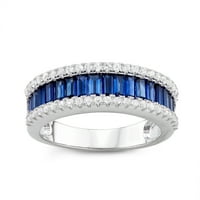 Sterling Silver Cr Sapphire Band