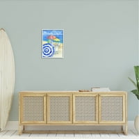 Stupell Industries Summer Beach Coast Ocean Waves Slikanje bijele uokvirene umjetničke print zidne umjetnosti, dizajn