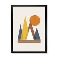 DesignArt 'Sunce i Mountain Sažetak' Moderni uokvireni umjetnički tisak