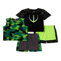 Athletic Works Baby Boy & Toddler Boy Active Majice s kratkim rukavima, Tank Top & Shorts Outfit Set, 4-komad, 12m-5T