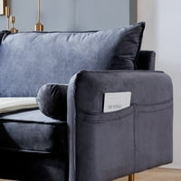 Velvet tkanina siva kauč, aukfa luksuzni futon sofa krevet s madracem, jastuci za leđa, jastuci za bacanje, džep