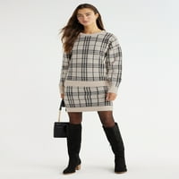 Vremenski i TRU ženski karirani džemper i set suknje, 2-komad, veličine xs-xxxl