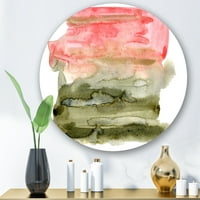 DesignArt 'Crveno ružičasta i zelena apstraktna oblaka' Moderni krug metal zida - disk od 11