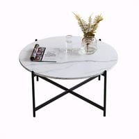 Aukfa 36 okrugli stolić za kavu- mramorna boja gornji okvir- crno