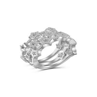 Dijamantni prstenovi za žene – karatni bijeli dijamantni nakit– 0. Sklopivi prstenovi od sterling srebra za žene-Set