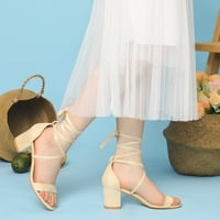 Jedinstveni prijedlozi ženske jednobojne sandale s masivnom potpeticom s vezanjem na srednju petu