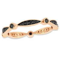 Crni dijamantni prsten od 10 karatnog ružičastog zlata