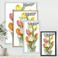 DesignArt 'cvjetajući narančasti i bijeli cvijet tulipana' tradicionalno uokvireno platno zidne umjetničke tisak