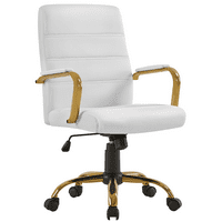 Dizajnira okretnu izvršnu uredsku stolicu sa srednjim naslonom, metalnim okvirom i naslonima za ruke, u bijeloj