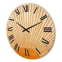 DesignArt 'Narančasti sunčani otisak na Beige III' Moderni drveni zidni sat