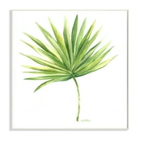 Stupell Industries Tropska zelena ventilator palma minimalna na bijeloj zidnoj ploči, 15, dizajn Melissa Hyatt LLC