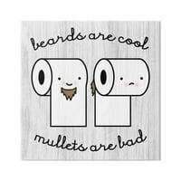 Stupell Industries Beards vs. Mullets toaletni papir kupaonica humor izraz grafička umjetnost galerija zamotana